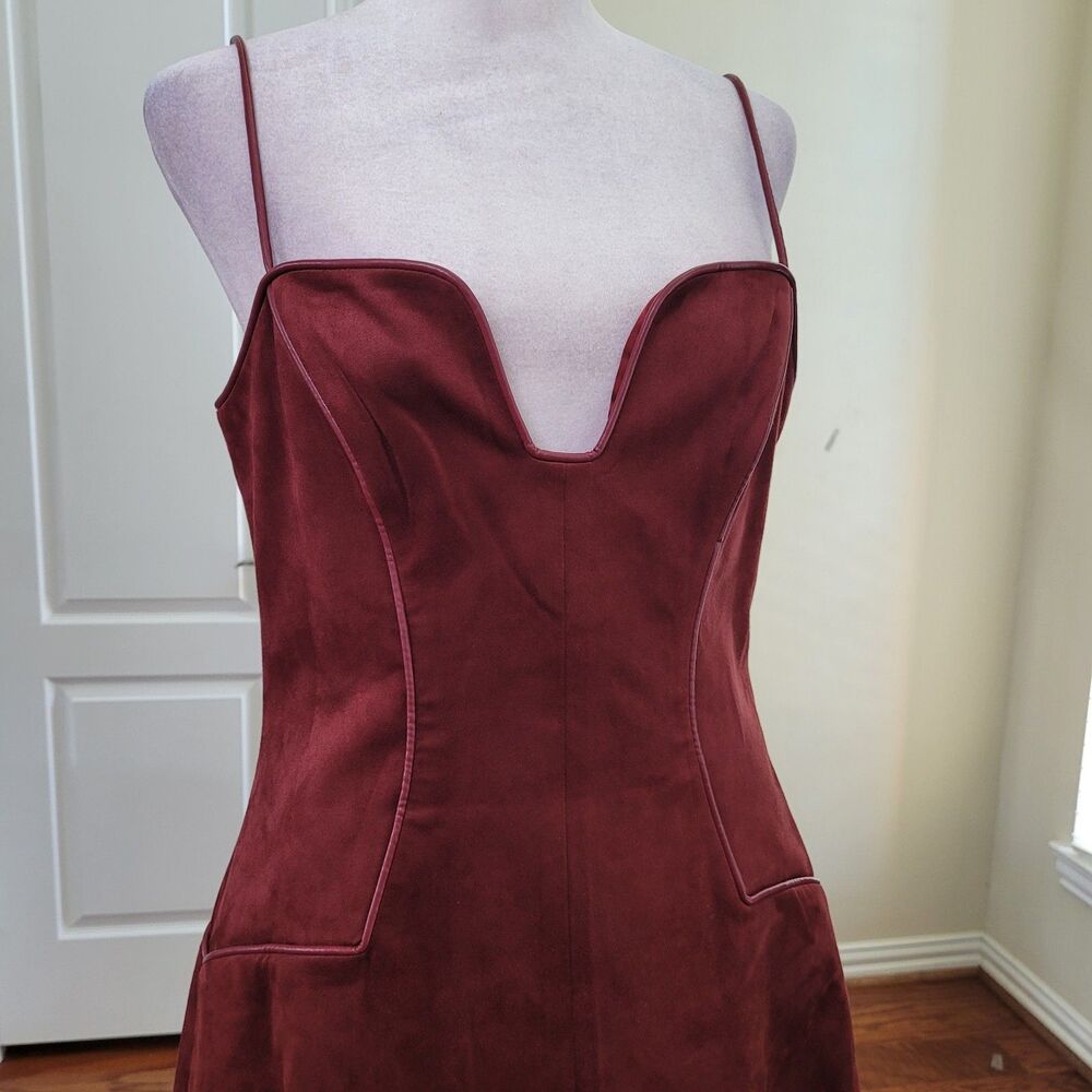 JW PEI Eva Spaghetti Strap Sueded Dress Burgundy Women 6 Mini Party Nightout - Picture 10 of 17